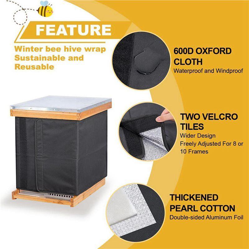 3X Winter Bee Hive Wrap For 8 And 10 Frame Beehives, Oxford Cloth Adjustable Beehive Wrap, Waterproof, Windproof