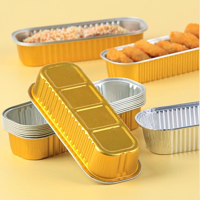 20Pcs Multi Style Mini Foil Bread Tray Rectangular Disposable Food Packaging Container, Pancake Cake Baking Mini Cake Box.