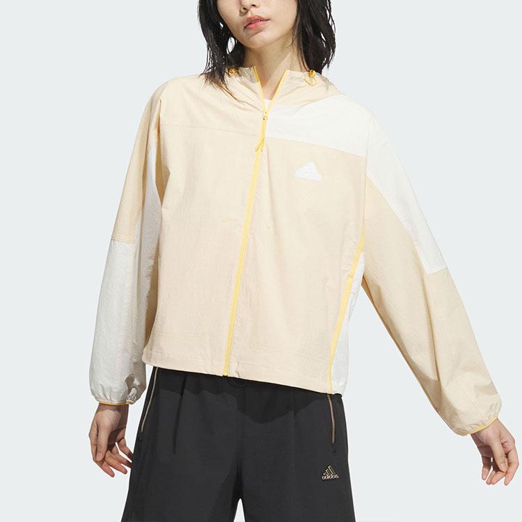 Adidas Lightweight Colourblock Jacket With Logo Print Women Jacket Sand-Brown JI9808