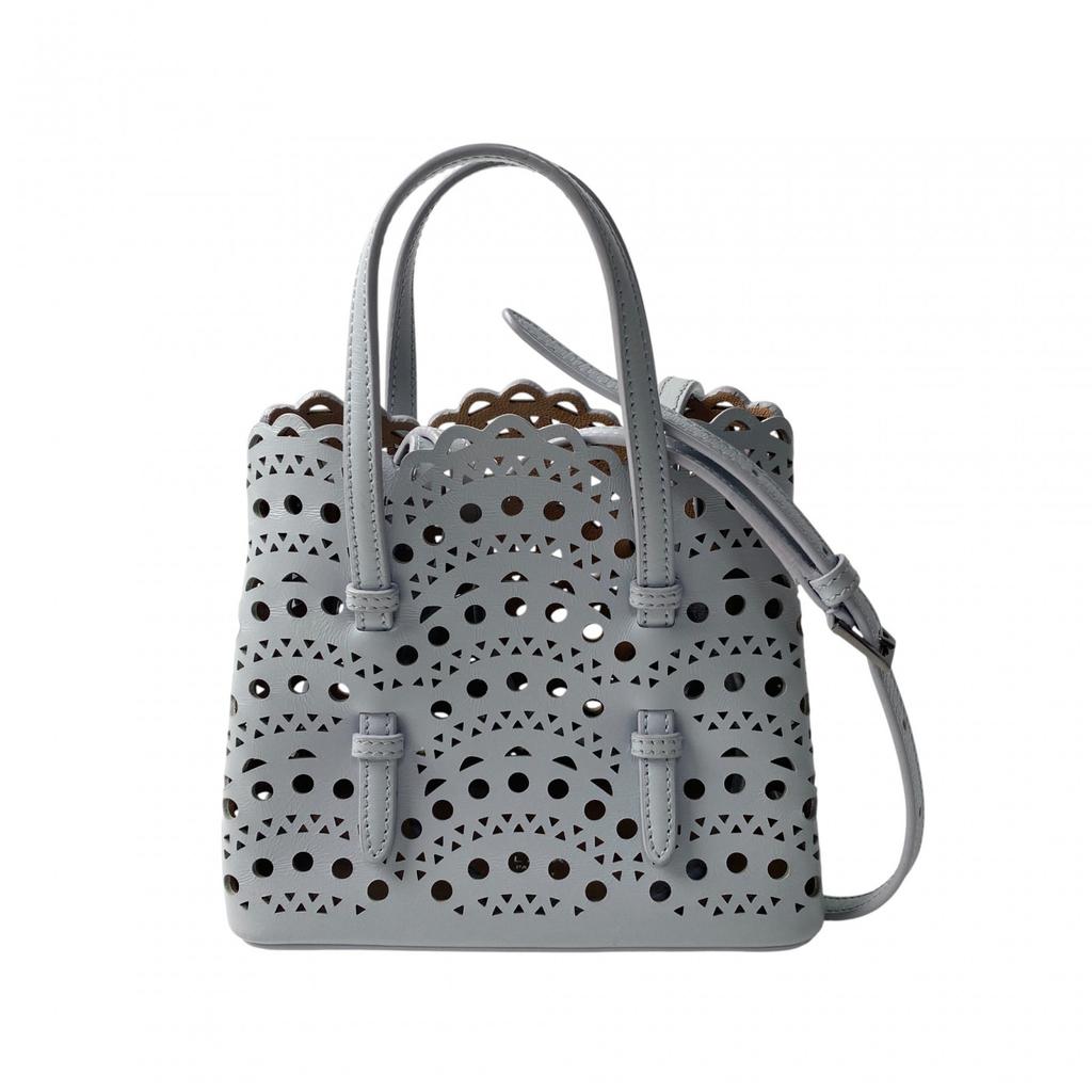 Used Shoulder Bag Gray Leather Women