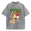 T-shirts Femininas Estonadas Estampas de Quadrinhos Retrô Americanos Tees Distressed Oversize Algodão Manga Curta Tendência Roupas Femininas