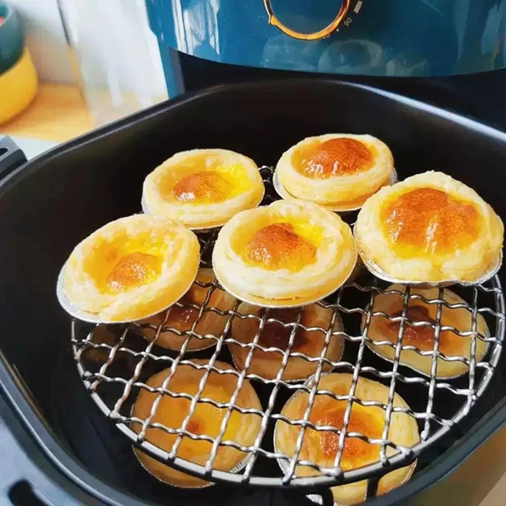 Steam Net Stainless Steel BBQ Cooling Rack Round Shape with Foot Air Fryer Rack Non-Stick Stackable Baking Rack Steaming