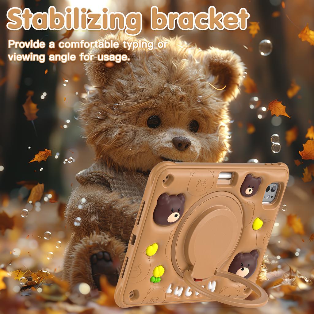 Handle Grip Case Universal for IPad Pro11 2025 M5 2024 M4 A3357 A3358 A3359 A2836 A2837 A3006 Rotating Stand Kids Cartoon Cover