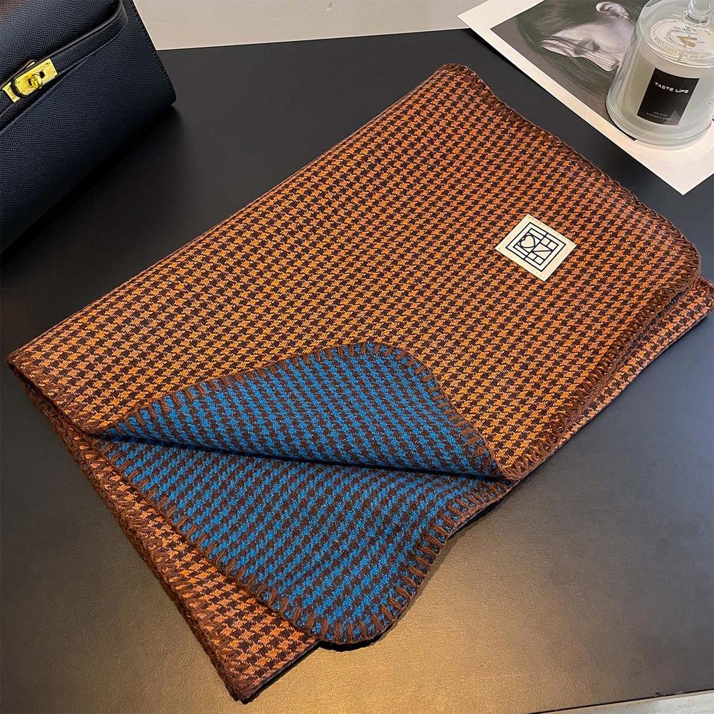 Houndstooth Long Scarf Winter Thick Warm Imitation Cashmere Bandana Shawl Wrap Scarves Travel Cape Designer Clothes Women Luxury