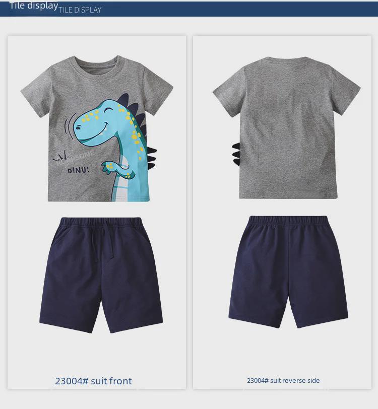 Sommer-T-Shirt- und Shorts-Set mit Dinosaurier-Print für Jungen und Babys – Trendige zweiteilige Kinderbekleidung mit kurzen Ärmeln.