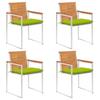 Garden Chairs Set of 4 with Cushions Solid Acacia Wood