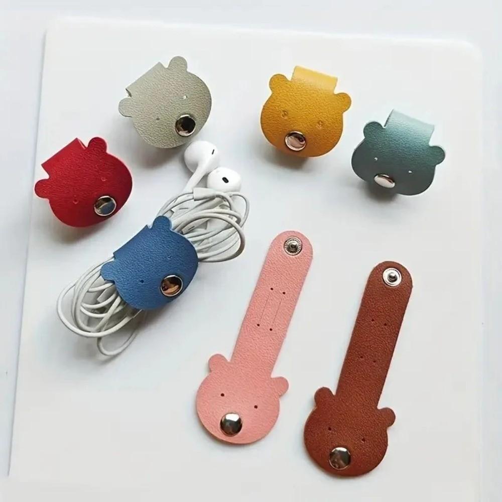Durable Leather Cable Ties Elastic Tie Soft Cable Organizer Cute Reusable Cord Clip Data Cable Storage