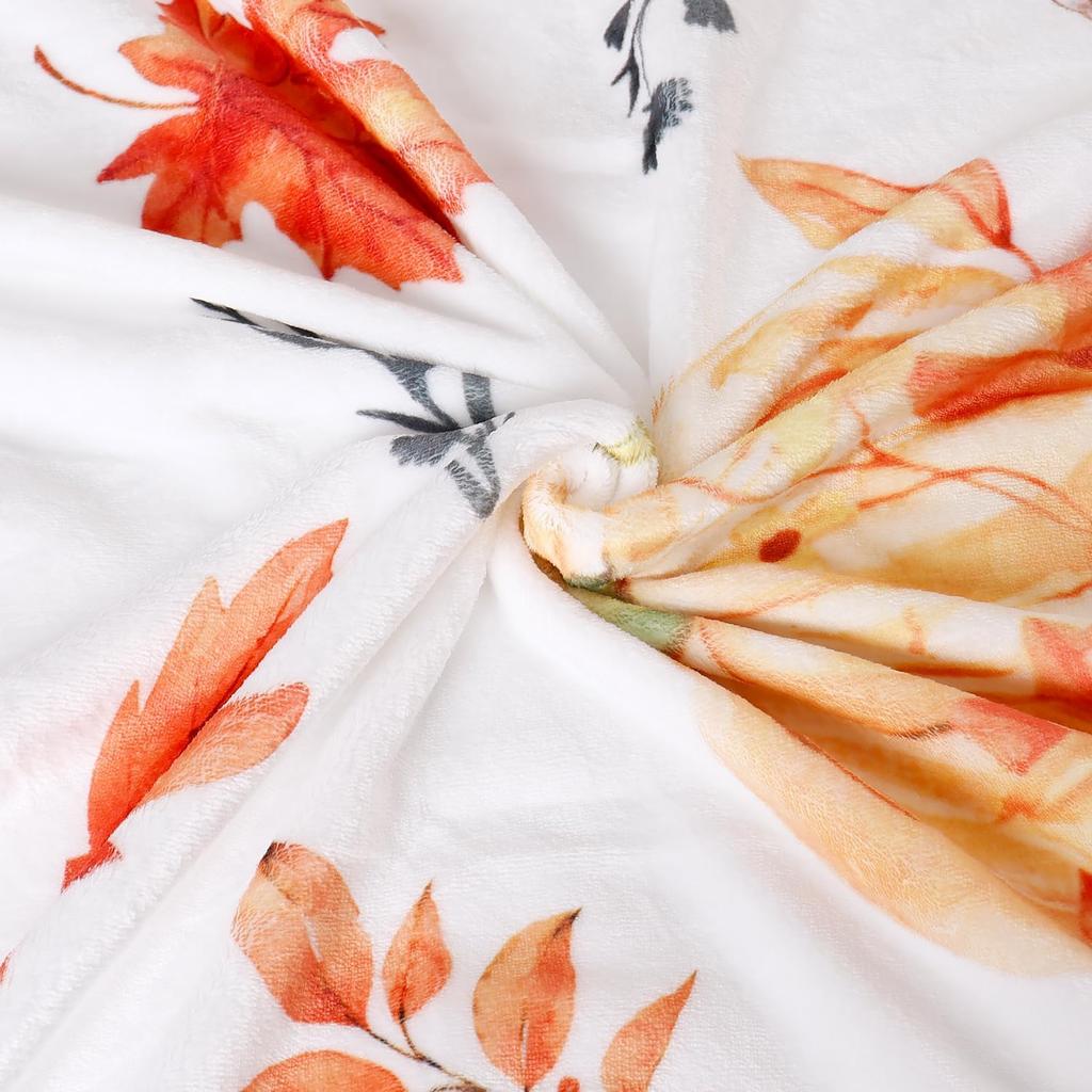 Fall Orange Pumpkin Throw Blanket Thanksgiving Harvest Lightweight Flannel Fleece Throw Blanket Autumn Happy Dog Throw Blankets Cozy Fuzzy Plush