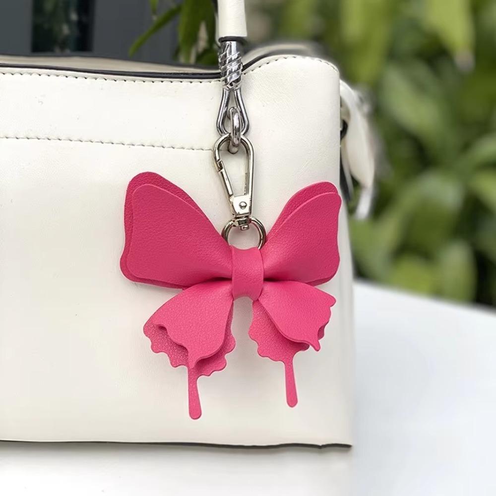 Retro Colorful Butterfly Pendant Keychains Leather Exquisit Backpack Decoration Accessories Personalized Bag Pendant