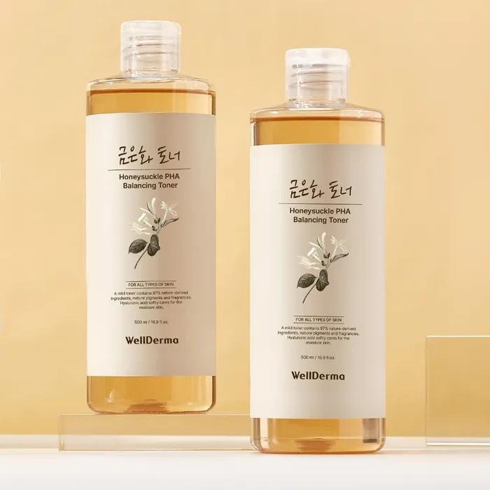 Welderma Gold and Silver Flower Paha Balancing Toner 500ml & Multi-Use Pad 70 Sheets Gift SET