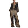 2025 Early Spring Retro V-Neck Korean Velvet Printed Women's Suit