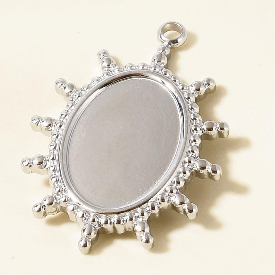 Personality DIY Blank Settings Base Stainless Steel Sun Heart Cabochons Pendants For Jewelry Making Supplies Tray Charm Pendant