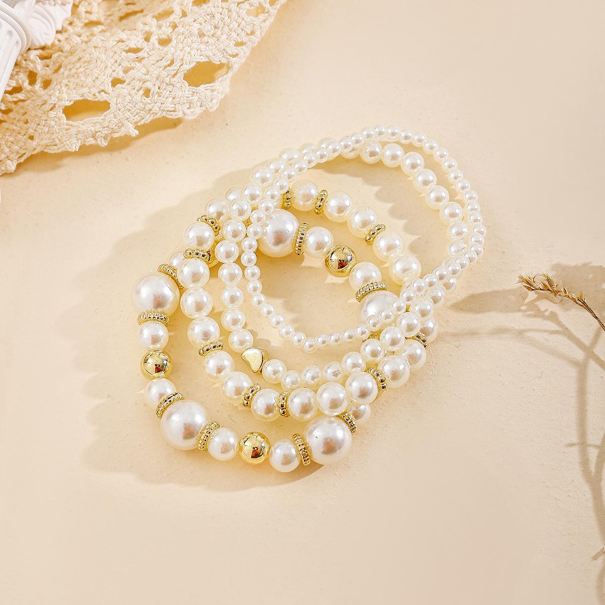 Love pearl bracelet wholesale hot-selling jewelry personalized fashion simple special-shaped beaded stacked bracelet