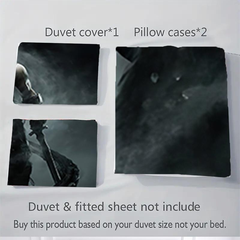 3pcs Dark Warrior Fantasy Art Print Home Decor Bedding Set-Universal Three-Piece Suit for Bedroom, Guest Room, Living Room, Hotel-Perfect Gi