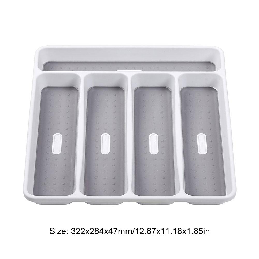 Flatware Tableware Silverware Drawer Organizer with Non-slip TPR Linings Non-Slip Utensil Organizer Plastic Cutlery Tray