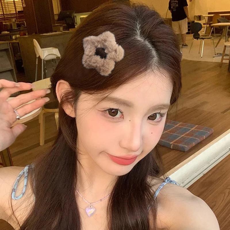 Lot de 5 épingles à cheveux en forme d'étoile pour femme, accessoires de coiffure, mignons et flous, pour l'automne et l'hiver