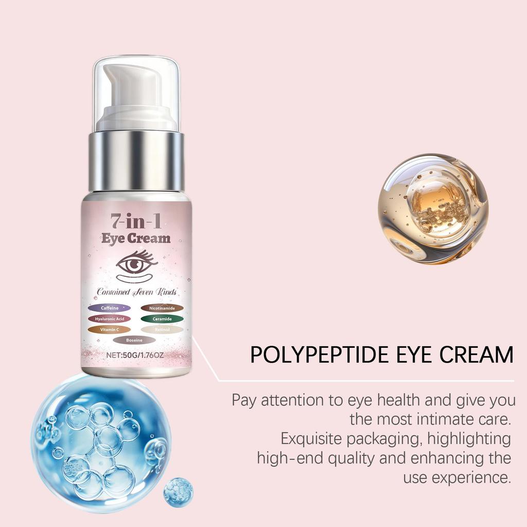 Sieben-in-eins Pflege-Augencreme, sanfte Pflege, verbessert schlaffe Augenpartie, spendet Feuchtigkeit und hydriert, nicht klebrig, Pendler-tragbare Packung