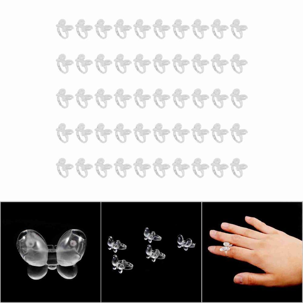 

50pcs Butterfly Nail Chart Ring Transparent Nail Display Ring Nail Art Display Tool Beauty Salon