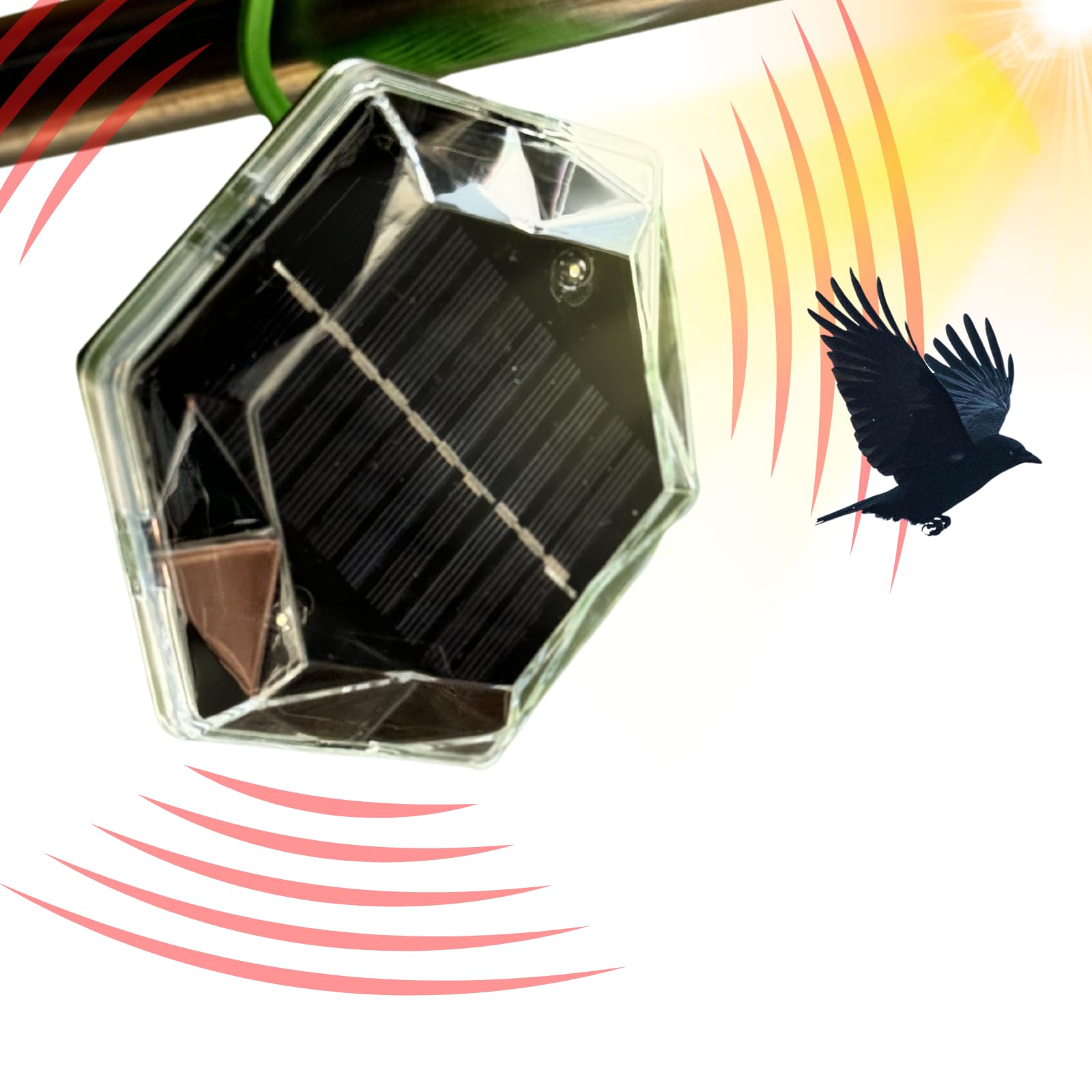 

ISOTRONIC Ultrasonic Crow and Pigeon Repellent Bird Repellent with Solar Effective Range 70600 Flashlight, Charging, Hangable, 150m², красный