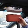 Multifunctional Car Sunglasses Holder Driver's Seat Clip Storage Case Eyewear Frame Car Sun Visor Holder Brown/gray