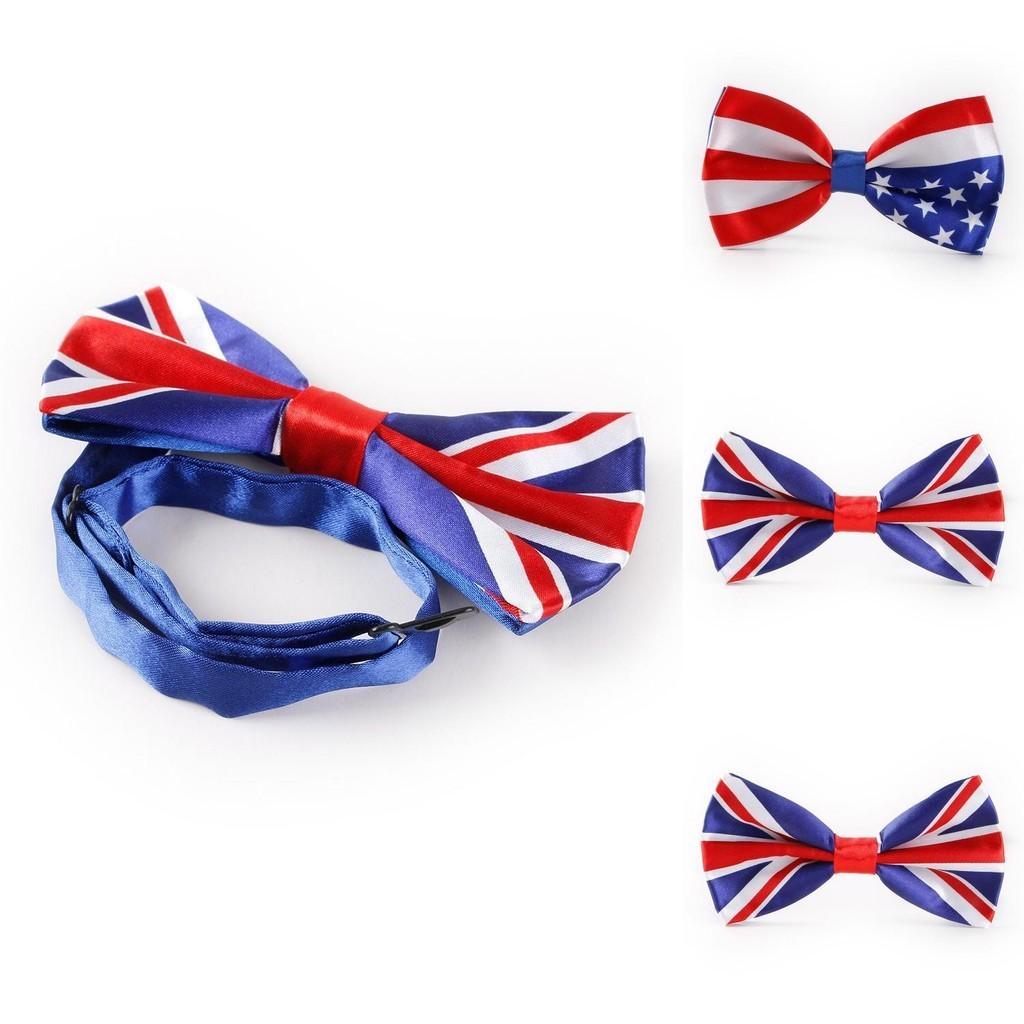 Stylish Union Jack Usa Flag Silk Bow Tie For Fancy Dress Costumes