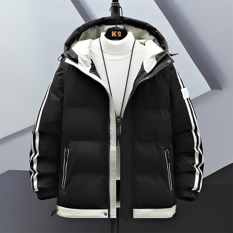 Zimní trend Dvoudílná bunda s kapucí a hřejivou bavlněnou výplní Pánská bunda Módní Všestranné Ležérní Bavlnou vycpané oblečení
