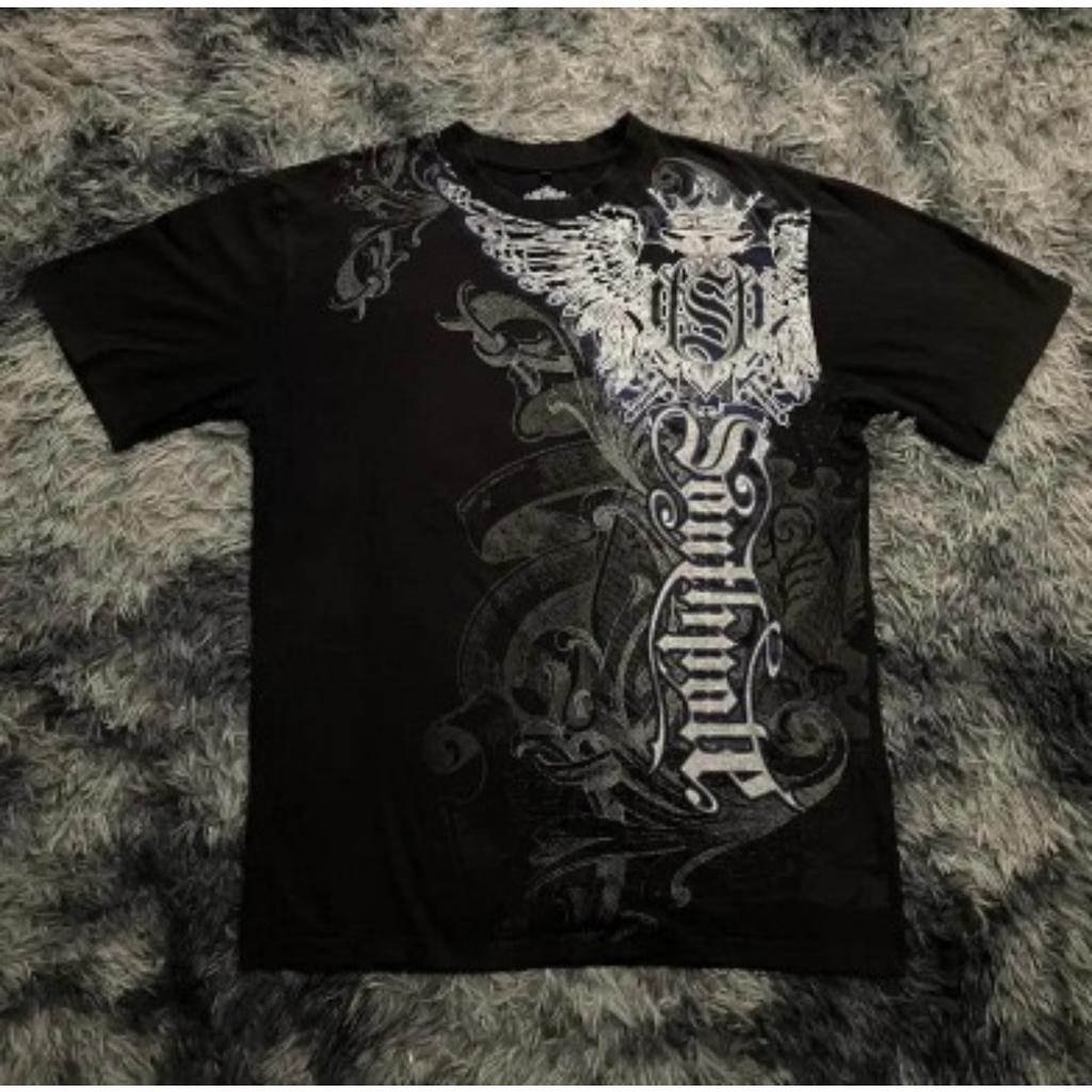 STREETRICH Y2K Gotisk Harajuku Splicing Tryck Vit Långärmad Ny Punk Hip Hop Sexig T-shirt Mode Casual Ren Bomull Lös Topp Unisex