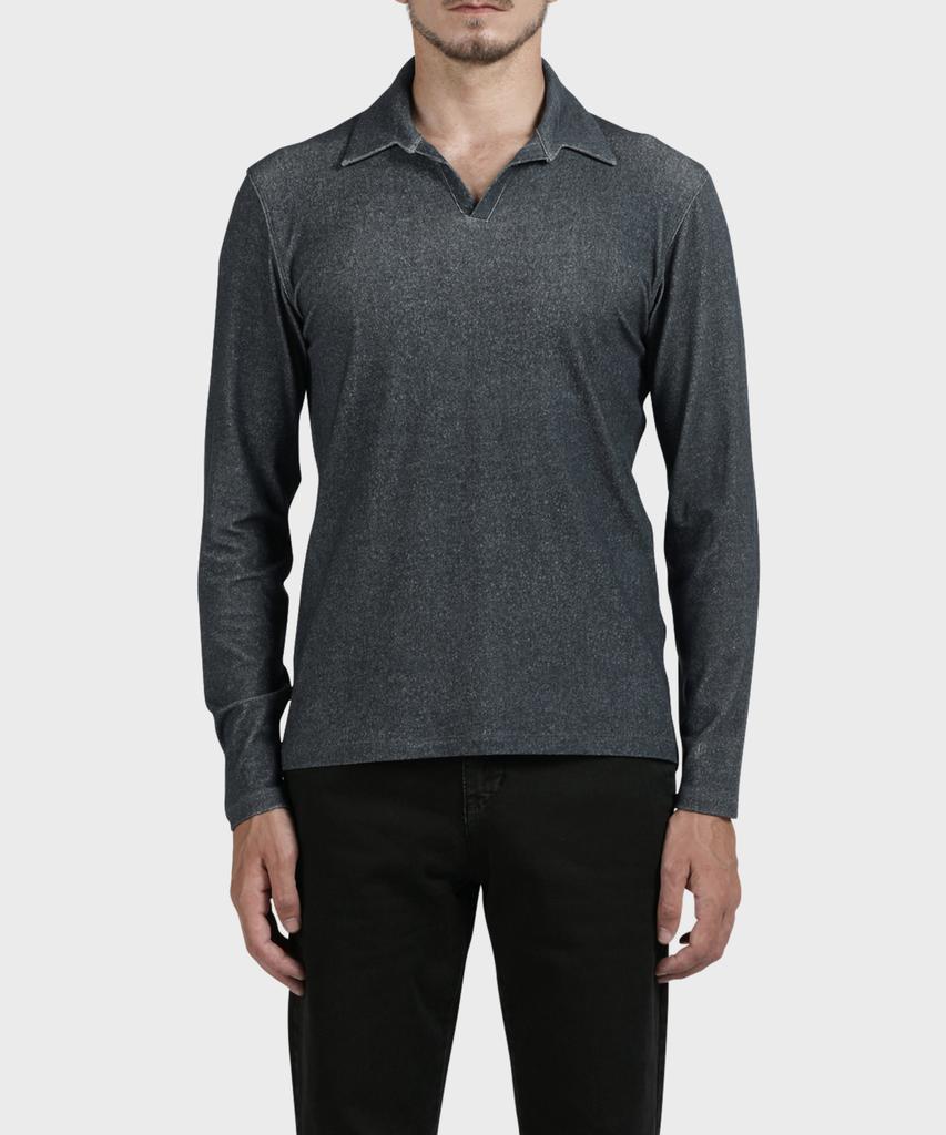 PANICALE Navy Rayon Open Polo Shirt