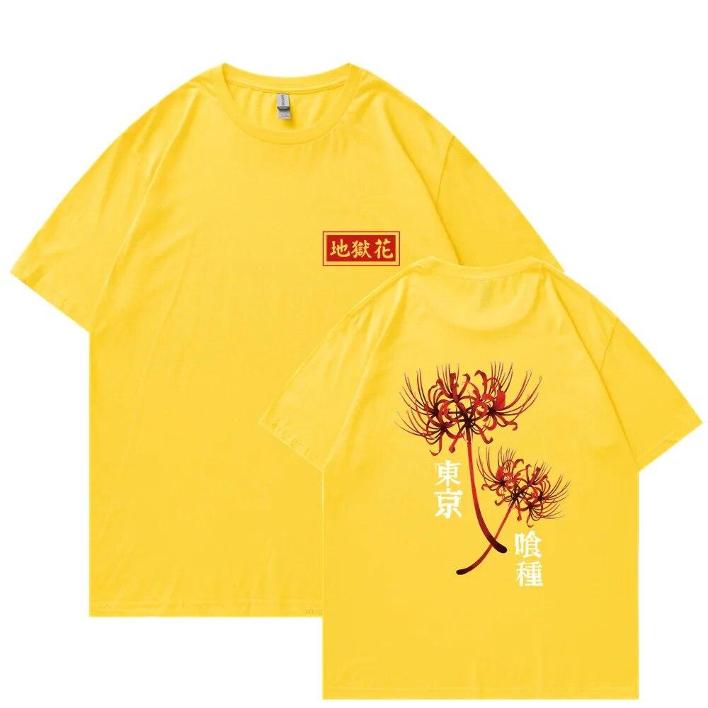 Anime Tokyo Ghoul Spider Lily T-shirt Unisex WoUnisex Cool Kane Kiken Graphic Print T-shirts Oversized Streetwear Couples Tees