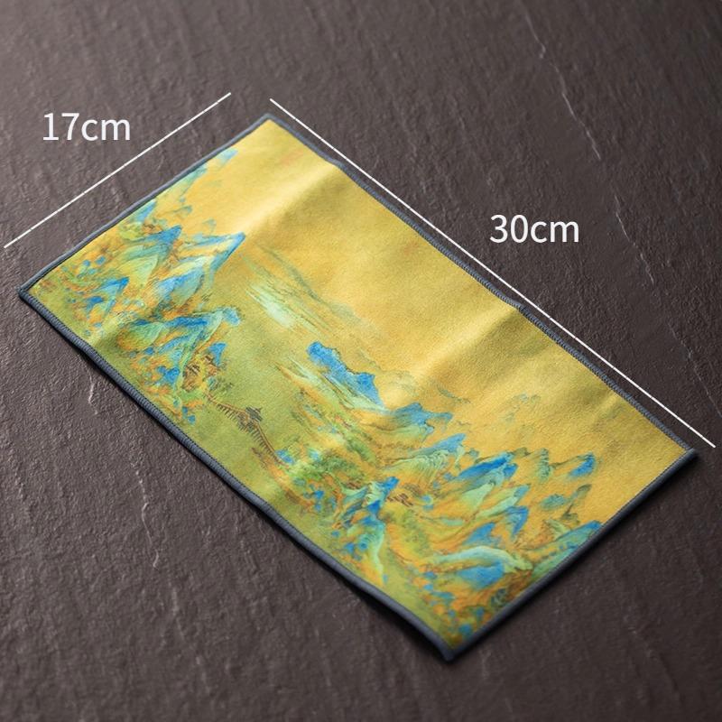 

Thick Plush Tea Towel Cotton and Linen Water Absorbing Tea Ceremony Accessories Household Chinese Painted Tea Towel Tablecloth 1pcs