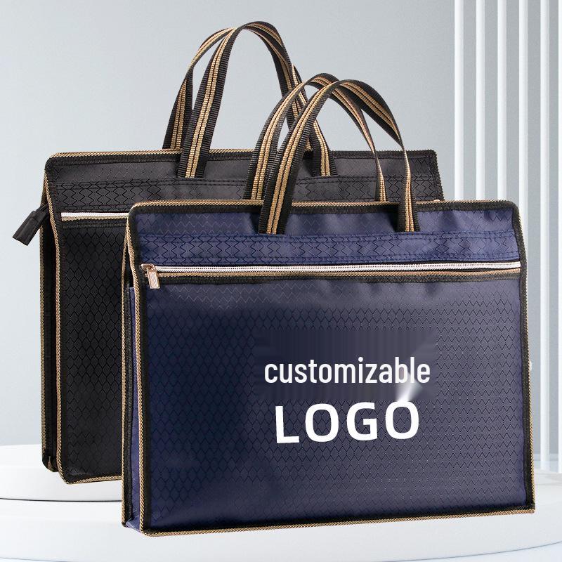 A4 Business-Dokumenten- und Laptoptasche mit Logo - Aktentasche mit doppelter Reißverschluss-Aufbewahrung