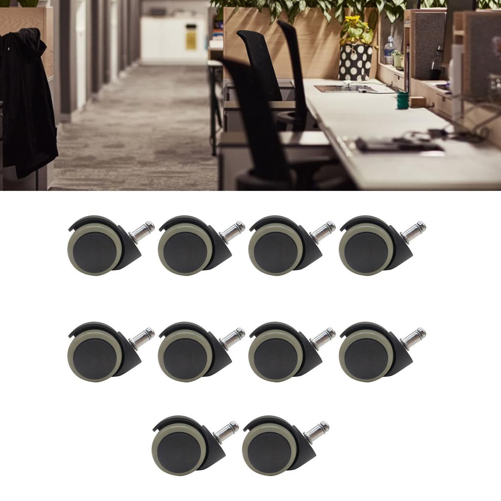 10PCS Chair Wheel OD Green Nylon PU 2in 360 Degrees  Rotating Office Chair Caster for Replacement