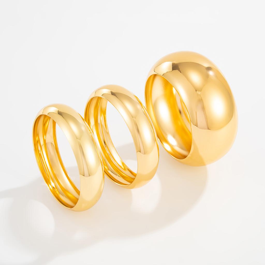 SHIXIN Minimalist Glossy Wide Bracelets for Women Punk Gold Color Metal Round Bangle Stackable Bracelet Party Fashion Jewelry