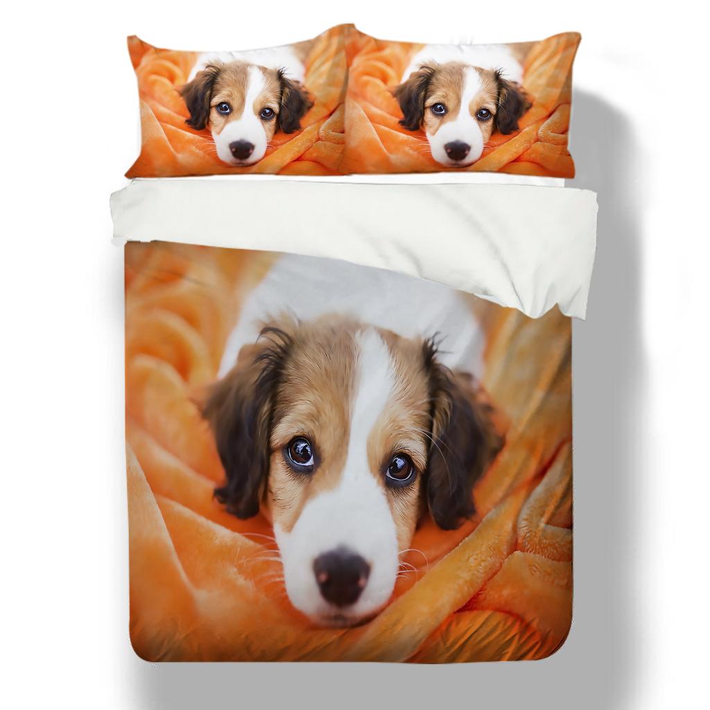 Sada povlečení s 3D vzorem pro domácí mazlíčky Domácí Ložnice Povlak na polštář Povlečení pro jednu/manželskou postel Dekorativní ložní souprava pro 2/3 ložnice