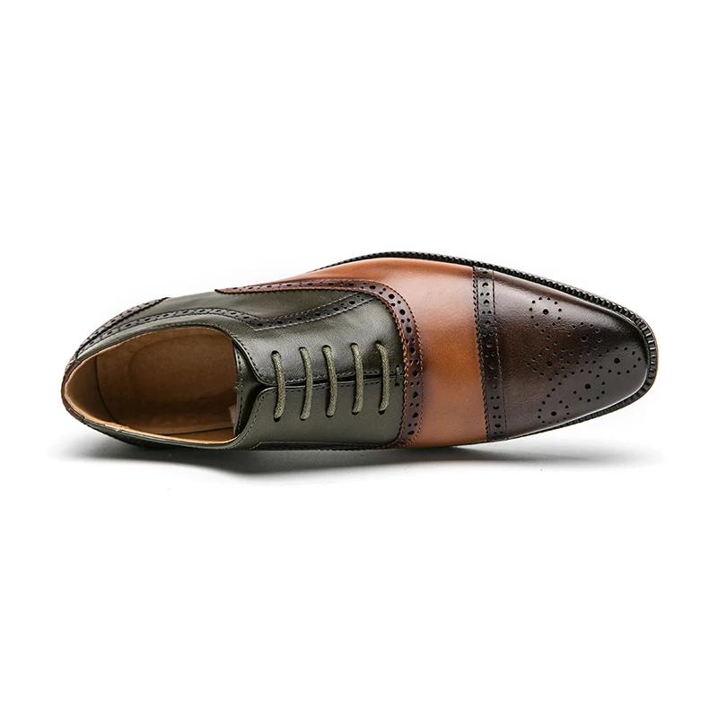 Fashion Men's Classic Retro Brogue Shoes Mens Lace-Up Leather Dress Business Office Flats Men Wedding Party Oxfords EUR Sizes 38-48