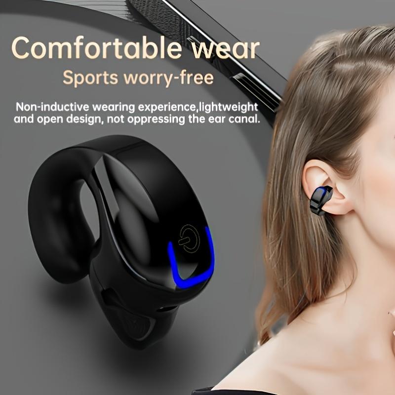 Wireless Open Ear Headphones, Sports Clip-On Earphones, Long Battery Life Noise Cancelling Headset With Mic For Smartphones