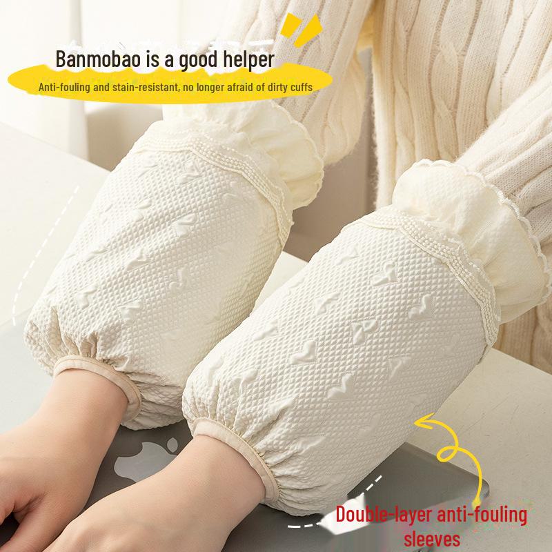 Women's White Lace Waterproof Sleeves - Anti-Fouling, Autumn/Winter Style