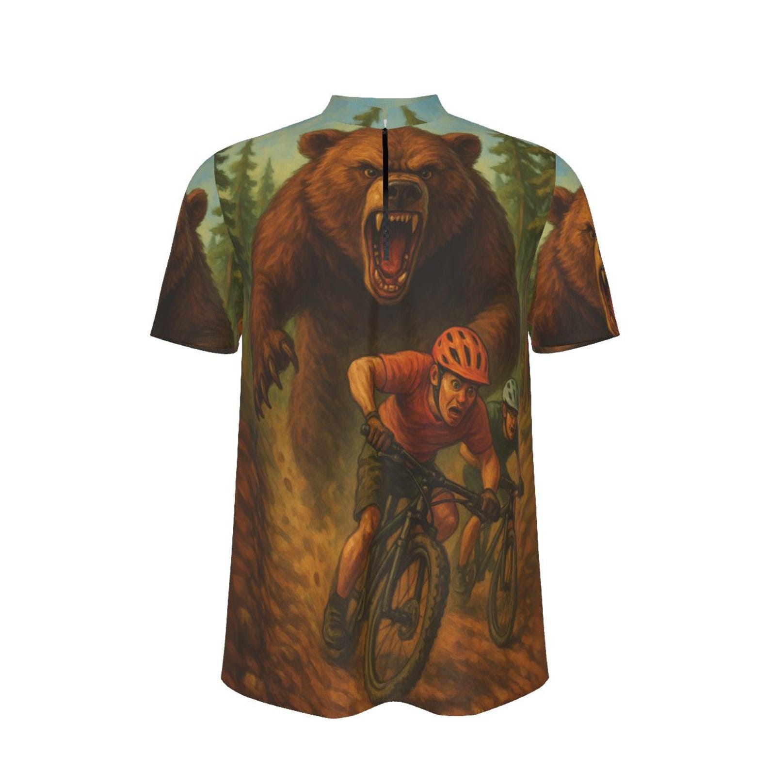 Grizzly Bear Chase MTB Jersey – Funny Unisex Cycling Shirt 2XL