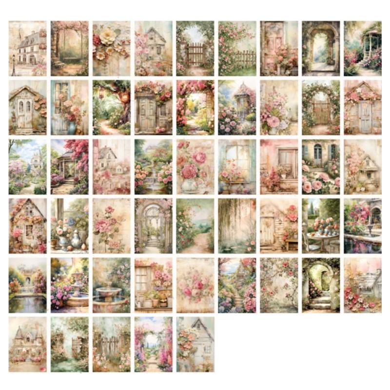 100 Sheets Scrapbooking Backgrounds Paper Aesthetic Decorative Paper for Journaling Card Making Gift Wrapping Decoration