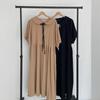 New Arrivals Open Run Women Puff Sleeve Ribbon Design Long Dress