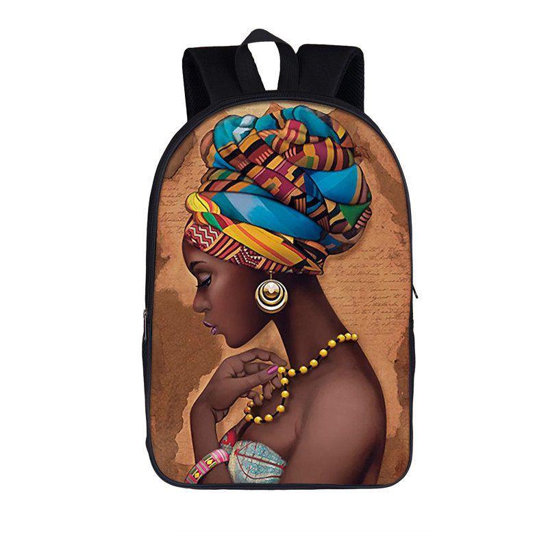 Afro-Afrikanische Schönheit Schwarze Prinzessin Wasserdichter Schulrucksack Mit Verstellbaren Schultergurten