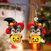 Decorative Holiday Ear Jewelry Witch Hat Puppy Earrings, Cute Dog Pumpkin Drop Lightweight Acrylic Jewelry, Halloween Accessories for Women
