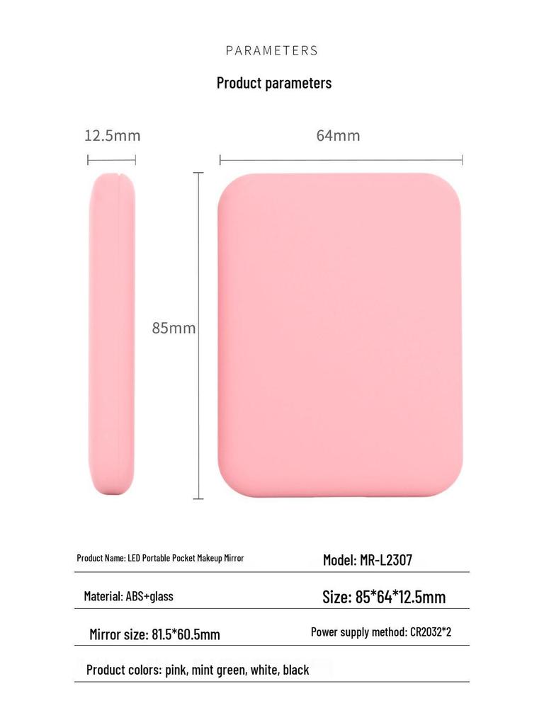 Portable LED Makeup Mirror with 2X Magnification - Handheld, Folding Design