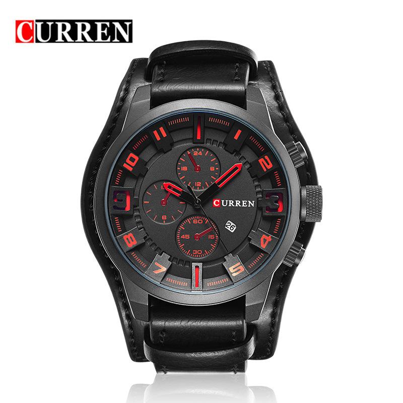 

CURREN 8225 Men s Large Dial Calendar Waterproof Casual Leather Strap Watch