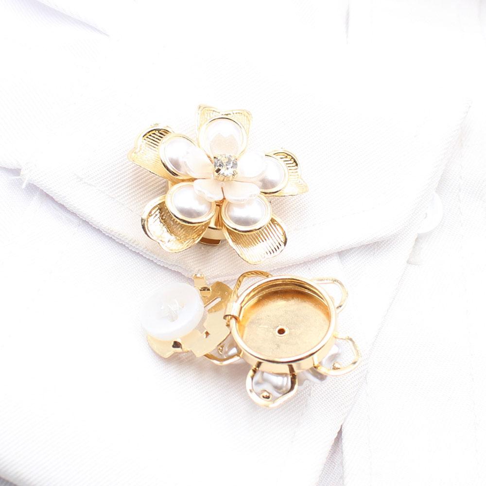 Retro 4-piece imitation pearl flower cufflinks French shirt set, DIY coat, suit multifunctional detachable alloy cufflinks acces