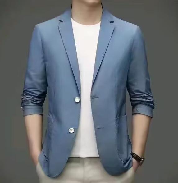 Men's High-End Ultra-Thin Ice Silk Sun Protection Jacket - Single-Breasted Casual Summer Suit
