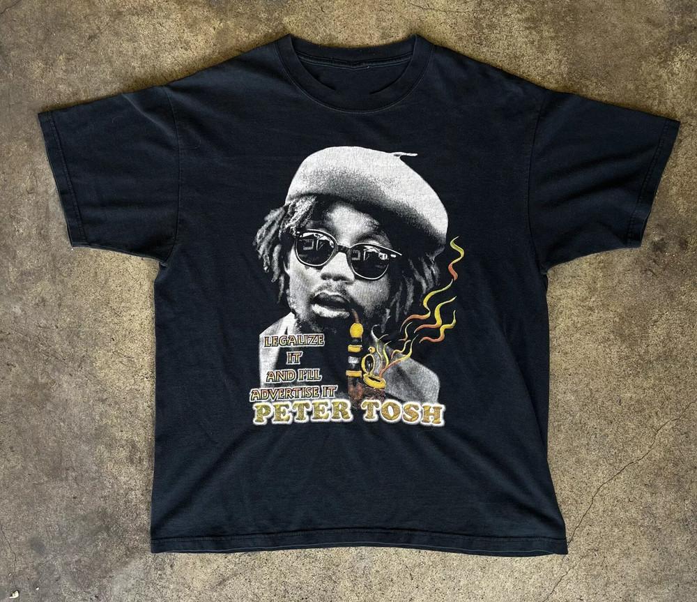 Винтажная футболка Peter Tosh Подарок фанатам Хлопок Черный Полный размер Унисекс Футболка KN068 Унисекс Футболка M