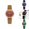 Fashionable Ladies' Quartz Watch With Decorative Night Light And Leather Strap
