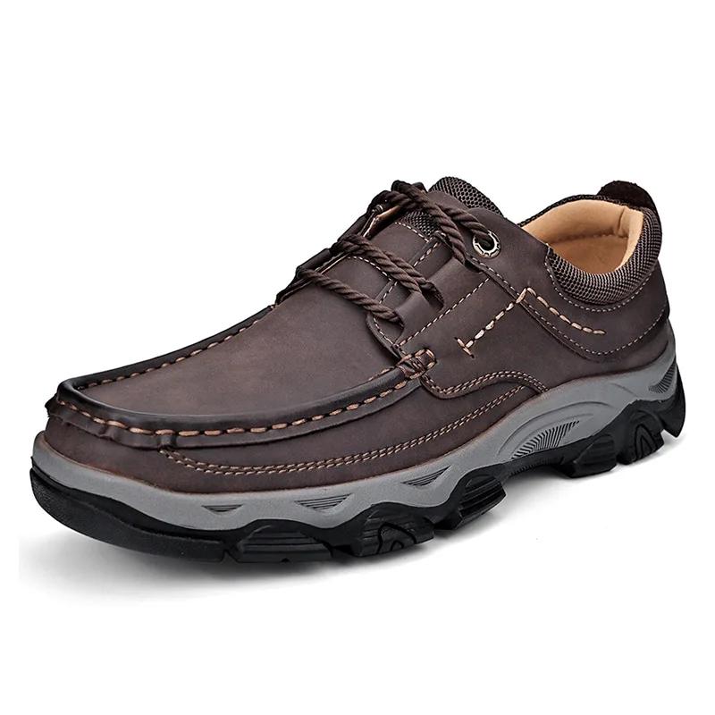 Fashion Outdoor Mens Hiking Shoes Fashion Soft Classic Large Size 39-50 Comfort Non-slip Walking Shoes Genuine Leather Casual Loafers