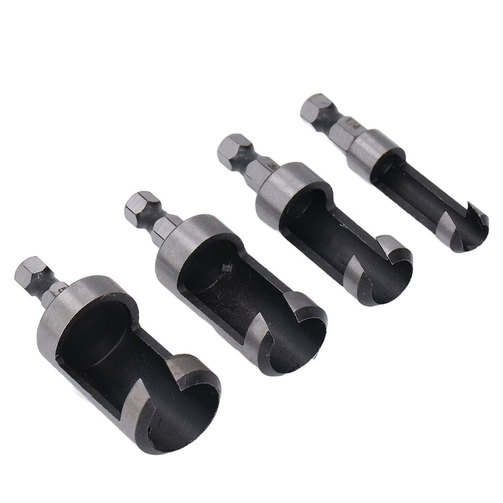 4 Pcs Wood Plug Cutter 1 4 3 8 1 2 5 8in Outer Diameter 1 4in Hex Shank Cork Cork Drill Bit Set for Woodworking